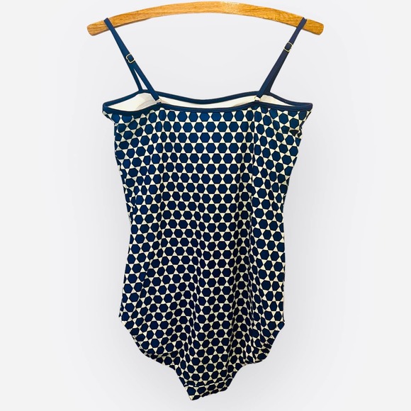 NWT LIME RICKI NAVY & CREAM GROGRAPHIC RUCHED ONE-PIECE SWIMSUIT CLASSIC STYLE - Picture 3 of 6